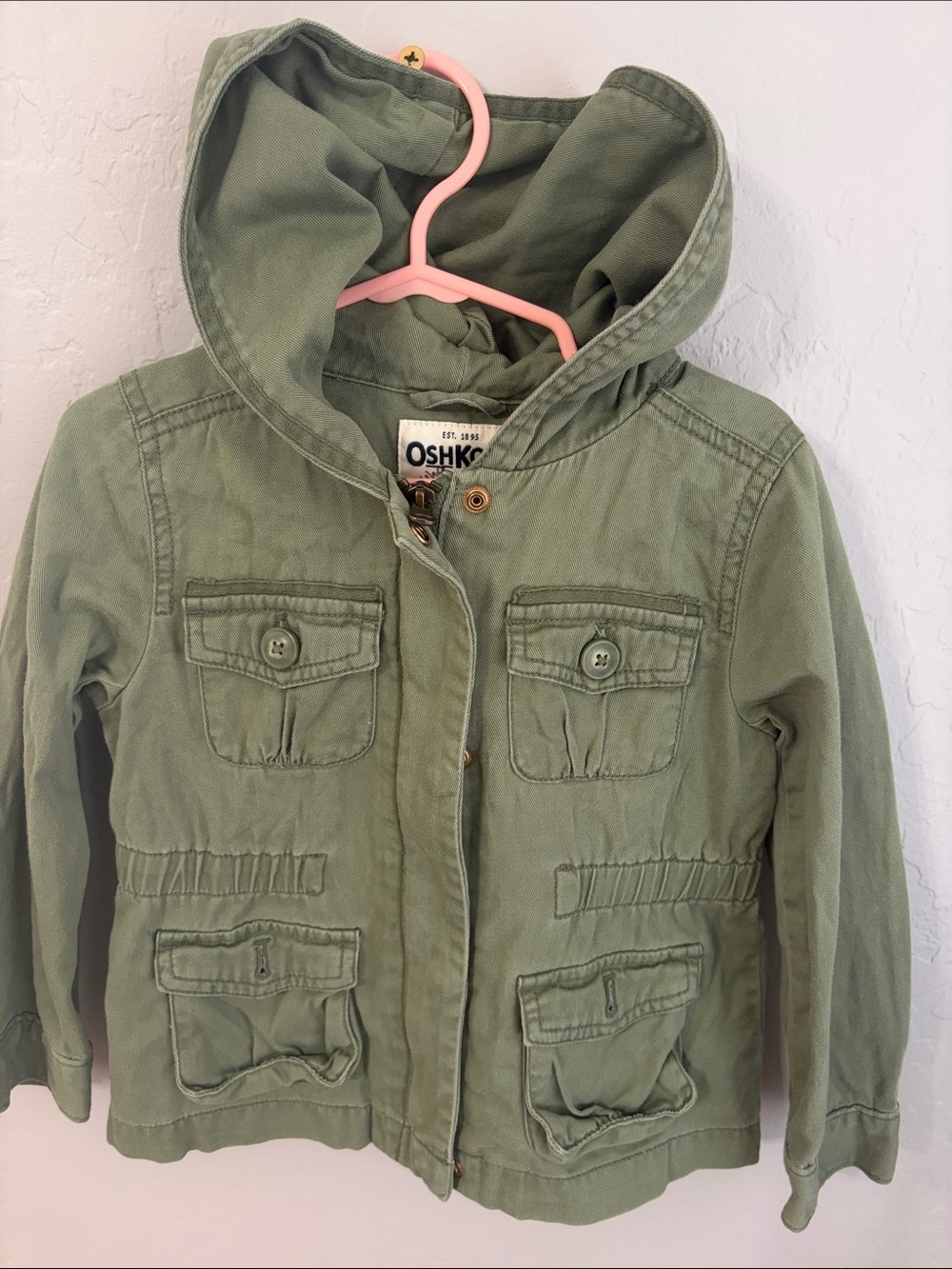OshKosh B'gosh Olive Hooded Kids Raincoat Jacket